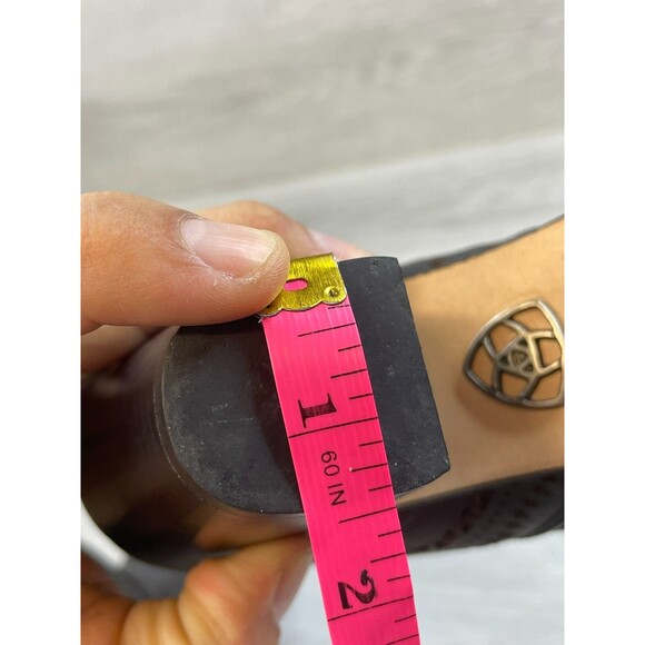 Ariat Womens Boot Black Leather 6 Cutout Western Cowgirl Block Heel Booties - Picture 10 of 11